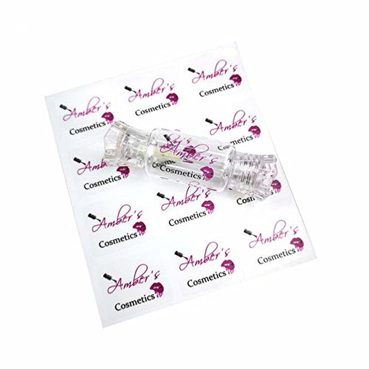 100 Pcs Custom Logo Printed Lip Gloss Sticker Waterproof Beauty Transparent Transparent Lipstick Tube Cosmetic Label Gift for Friends (4.5x1.7cm), 100 Count (Pack of 1) (tz-20200101)
