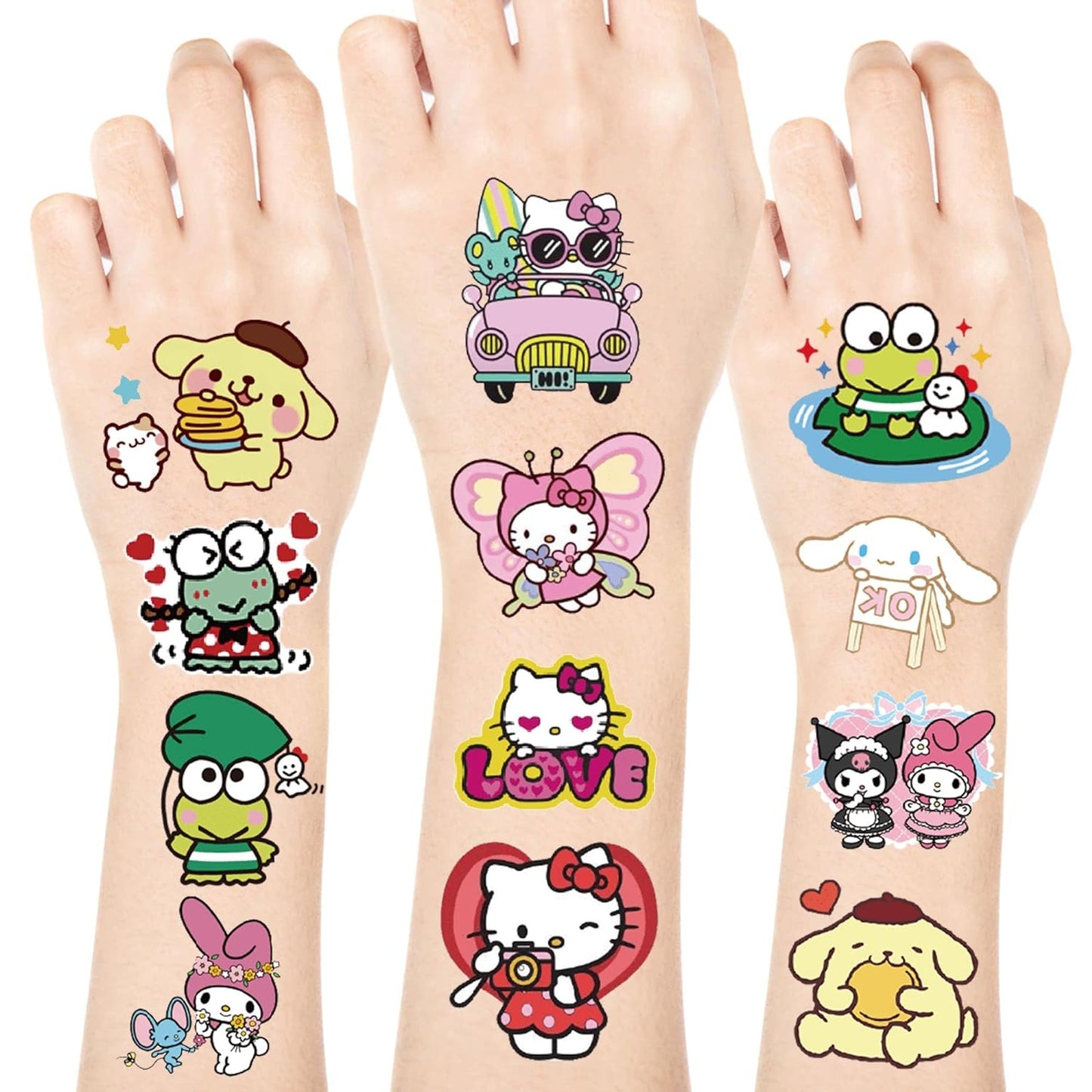 120 PCS Kitty Party Favor Tattoo Sticker, Kitty Cute Cartoon Temporary Tattoos For Kids Tattoos Party Favor Pack For Kids Girls Boys Party Gifts Birthday Decorations Party Game Rewards