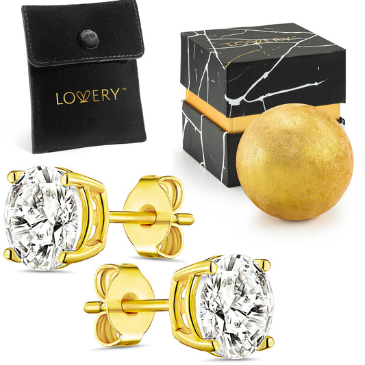 14K Gold Plated Solitaire CZ Stone Gift Set